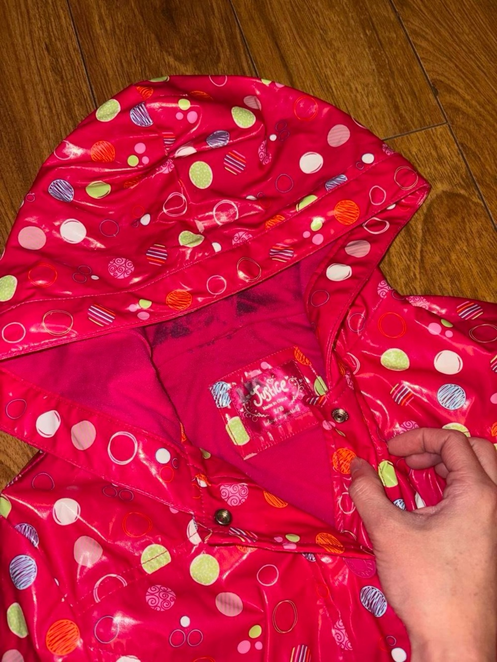 Vintage Y2K Justice Rain Jacket with polka dots - Picture 3 of 8